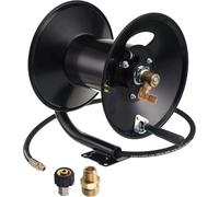 M MINGLE Enrouleur de Tuyau Haute Pression 45m, Dérouleur de Tuyau en Acier Renforcé, Dérouleur Manuel pour Nettoyeur Haute Pression avec Flexible 3/8'', Bras Pivotant et Support de Fixation, 280 Bar