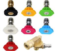 M MINGLE Kit d'accessoires pour nettoyeur haute pression AMZ - 7 embouts pour laveuse électrique, raccord rapide - 1/4", 4500 PSI - Lot de 8