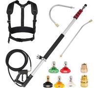 M MINGLE Lance Télescopique pour Nettoyeur Haute Pression 6 m, Aluminium, avec 2 Baguettes d'Extension, 5 Embouts de Buse, 2 Coupleurs et Ceinture de Support, 280 Bar