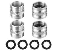 M MINGLE Lot de 4 Adaptateur pour Tuyau d'Arrosage, Mâle vers Mâle, Femelle vers Femelle, Raccord en Acier Inoxydable 3/4'' (19 mm), avec 4 Rondelles Supplémentaires