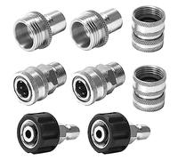 M MINGLE Lot de 8 adaptateurs pour nettoyeur haute pression ultime, kit de déconnexion rapide en acier inoxydable, M22 pivotant vers raccord 3/8", 3/4" à libération rapide