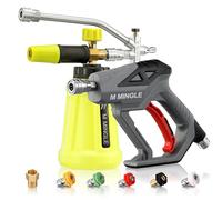 M MINGLE Pistolet de nettoyeur haute pression avec canon à mousse, accessoire à double connecteur, kit de pistolet à mousse de lavage de voiture, connecteur rapide de 6,35 mm, 5 embouts de buse de
