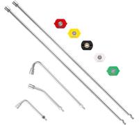 M MINGLE Rallonge pour Nettoyeur Haute Pression 3 m, Lance d'Extension avec 5 Buses, Tiges Incurvées à 30° / 90° / 120°, Raccord Rapide 1/4" (6,35 mm), 280 bar