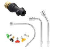 M MINGLE Rallonges Haute Pression, Adaptateur pour Kärcher K2-K7, 280 bar | Accessoire de Nettoyage de Gouttières, Tiges Courbées 30°, 90°, 120°, 5 Embouts de Buse, Raccord Rapide 1/4"