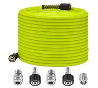 M MINGLE Tuyau de Nettoyage Haute Pression 15 m x 1/4" (6.35 mm) - Flexible de Remplacement avec Kits de Connexion Rapide en Acier Inoxydable - Raccords M22 14 mm - 250Bar