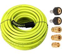 M MINGLE Tuyau de Nettoyage Haute Pression 30,5 m x 1/4" (6.35 mm) - Flexible de Remplacement avec Kits de Connexion Rapide - Tuyau Haute Pression avec Raccords M22 14 mm - 250 Bar