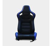 M MODAUTO N772 S.E Lot de 2 sièges semibaquets en cuir noir avec patchs bleus et dossier en fibre de carbone, rails inclus, pour voiture et simulateur de conduite, pilote + passager