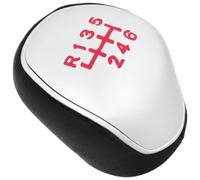 M MODECAR - Compatible avec le pommeau de levier de vitesses Ford Focus II III SIMILICUIR NOIR + ARGENT + ROUGE SCHÉMA 6 VITESSES pour 4M5P7K327AA,