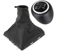 M MODECAR - Compatible avec Opel Vectra C FL 05-08 Levier de Vitesses Pommeau 6 VITESSES SIMILICUIR NOIR + Sacoche de changement de vitesse + Cadre Blanc 2 PCS SET pour 93180074,