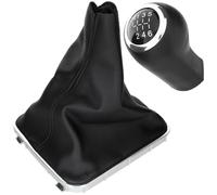M MODECAR - Compatible avec Opel Zafira B 2005- Pommeau de levier de vitesses NOIR 6 VITESSES + soufflet de levier de vitesse noir + petit cadre CHROME 2 pcs SET pour 93188368,