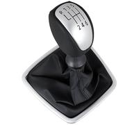 M MODECAR - Compatible avec Renault Laguna III 07-15 Manette de vitesse NOIR/ARGENT + SOUFFLET DE CHANGEMENT DE VITESSE NOIR AVEC CADRE ARGENTÉ 6 VITESSES pour 328650008R,