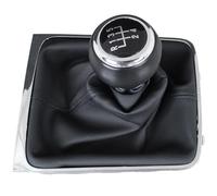 M MODECAR - Compatible avec VW Passat B6 05-10 Pommeau de levier de vitesse NOIR + Sacoche de changement de vitesse NOIR avec cadre CHROME 5 VITESSES pour 3C0711113,