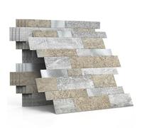 M MOFIT Lot de 10 feuilles de carreaux muraux autocollants 3D en marbre pour salle de bain, cuisine, imperméables et résistants à la chaleur (marron château)