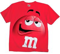 M&M's Candy Silly Character Face T-Shirt (Red-Youth L)