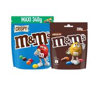 M&M's Crispy 340g & M&M's Chocolat 200g - Lot de 2 Sachets de Bonbons Chocolatés