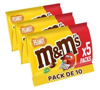 M&M'S PEANUT - Bonbons Chocolat au Lait & Cacahuètes - Lot de 10x5 sacs de 36g- 1,80Kg