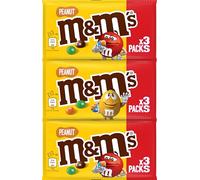 M&M'S PEANUT - Bonbons chocolat au lait et cacahuètes 3 sachets 45g