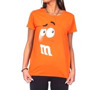 M&M's T-shirt Junior avec visage de personnage de bonbons au chocolat, Orange, XL