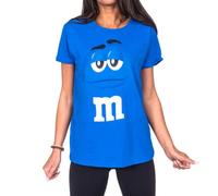 M&M's T-shirt pour enfant avec visage de personnage de bonbons au chocolat, bleu, M