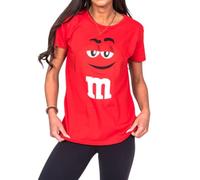 M&M's T-shirt pour enfant avec visage de personnage de bonbons au chocolat, Rouge, S