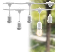 m MU 10M Guirlande Lumineuse Exterieure Blanche Pour 10 Douilles Raccordable Jusqu'à 100M/1000W LED IP54 E27 Décoratif Extérieur Patio Cour Fêtes Mariage Jardin, Guirlande Guinguette Exterieur