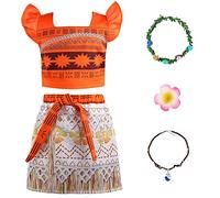 M MUNCASO Costume Moana pour fille Robe de fête pour princesse Moana Vêtements d'aventure pour fille Ensemble de vêtements de fête pour enfants