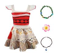 M MUNCASO Costume Moana pour fille Robe de fête pour princesse Moana Vêtements d'aventure pour fille Ensemble de vêtements de fête pour enfants