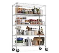 M MZG Étagère Métallique Robuste à 5 Niveaux, Capacité de Charge 794,5 kg, Étagère de Rangement en Acier pour Garage, Cave, Cellier et Atelier, Chrome Brillant, 45 cm D × 120 cm W × 192 cm H