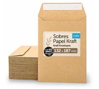 m-office Enveloppes en Papier Kraft, Petites Enveloppes avec Bande Adhésive en Silicone pour Invitations ou Pochettes Cadeaux pour Invités de Mariage, mesure 132x187mm, Idéal pour Cartes (1000 pcs)