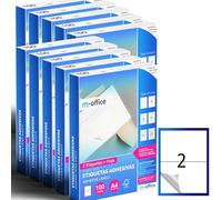 M-office Étiquettes Autocollantes - Imprimables, Blanches, Multiples, Scolaires, pour Bocaux et Cahiers, Autocollants Utiles au Quotidien (2 étiquettes par feuille, 1000 feuilles)