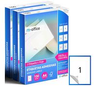 M-office Étiquettes Autocollantes - Imprimables, Blanches, Multiples, Scolaires, pour Bocaux et Cahiers, Autocollants Utiles au Quotidien (1 étiquette par feuille, 300 feuilles)