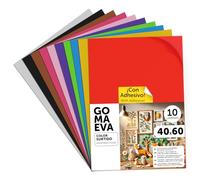 m-office Feuilles en caoutchouc Eva colorées, gomme crêpe pour scrapbooking, école, cartons créatifs, travaux manuels, gâteaux scénographiques, école ou projets artistiques 40 x 60 cm (assortiment
