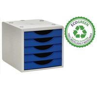 M-Office Freya Módulo Sostenible Ecogreen 4005 De Con 5 Cajones Color Opaco, Producto 100% Reciclado Y Reciclable, Válido Para Formato DIN A4, Folio Y Subcarpeta (Azul)