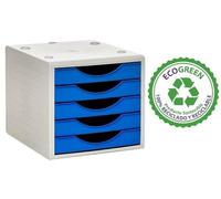 M-Office Freya Módulo Sostenible Ecogreen 4005 De Con 5 Cajones Color Opaco, Producto 100% Reciclado Y Reciclable, Válido Para Formato DIN A4, Folio Y Subcarpeta (Azul Mar)