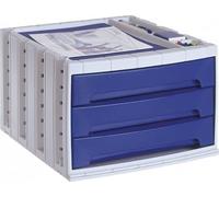 M-Office Freya Módulo Sostenible Serie 6000 Resistencia Producto 100% Reciclado Y Reciclable Con 3 Cajones Grandes Y Carcasa en Color Azul