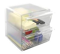 m-office Kali Organizador Modular Apilable Archicubo Fabricado En Poliestireno Transparente Con 2 Cajones Pequeños Y 1 Cajón Grande (Cristal Transparente)