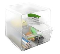 m-office Kali Organizador Modular Apilable Fabricado En Poliestireno Transparente Con 1 Cajón Grande Y 1 Compartimento (Cristal Transparente)