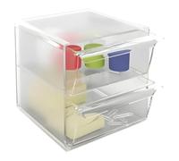 m-office Kali Organizador Modular Apilable Fabricado En Poliestireno Transparente Con 2 Cajones Grandes (Cristal Transparente)