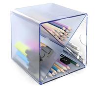 m-office Kali Organizador Modular Apilable Fabricado En Poliestireno Transparente Con 4 Compartimentos Separados Por Un Divisor En Aspa (Azul Transparente)