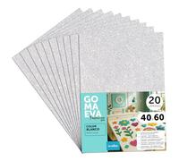 m-office Plaques de Mousse EVA Colorées pailletée 40x60cm, Feuilles de Mousse à Découper, Mousse Pailleté, Idéal pour Loisirs Créatifs, Scrapbooking, École ou Activités Manuelles (Blanc, 20 uds)