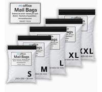 M-office Sacs Expédition Autocollants 50 pcs Mix 5 Tailles (S à XXL) Sacs d’expédition imperméables autocollants robustes pour vêtements, colis et boutiques en ligne