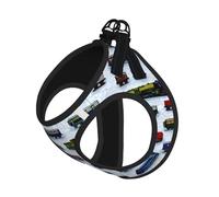 M Pet Harnais pour chien - Petite taille, imprimé voitures de train réglable pour les voyages en plein air et la marche
