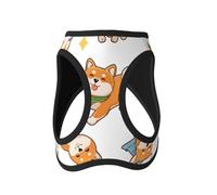 M Pet Laisse Gilet Harnais pour Chien - Ensemble de laisse de petite taille, mignon chien Shiba Inu imprimé en maille respirante pour les compagnons canins