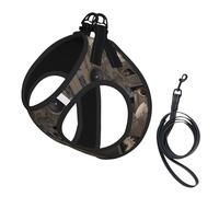 M Pet Laisse Gilet Harnais pour Chien - Ensemble Laisse de Petite Taille, Engrenages Mécaniques Steampunk Imprimé Maille Respirant pour Chiot Compagnons Canins
