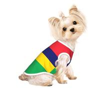 M Pet T-shirt respirant sans manches - Débardeur léger imprimé drapeau de l'île Maurice pour chiens de petite et moyenne taille