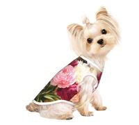 M Pet T-shirt respirant sans manches - Débardeur léger imprimé fleurs de pivoine pour chiens de petite et moyenne taille