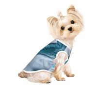 M Pet T-shirt respirant sans manches - Débardeur léger imprimé vague vert océan pour chiens de petite et moyenne taille