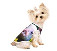 M Pet T-shirt respirant sans manches - Gilet extensible doux imprimé cochon fleur de viol pour chiens et chats de petite et moyenne taille