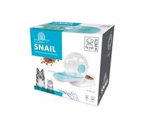 Distributeur de croquettes et d'eau avec filtre M.PETS SNAIL - 2800ml + 240gr - 28x24x25 cm - Blanc, Bleu et Transparent