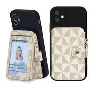 M-Plateau Portefeuille de téléphone à coller, porte-cartes de crédit pour femme, autocollant 3M, porte-cartes de téléphone compatible avec iPhone 15 Pro et la plupart des smartphones (blanc cassé)